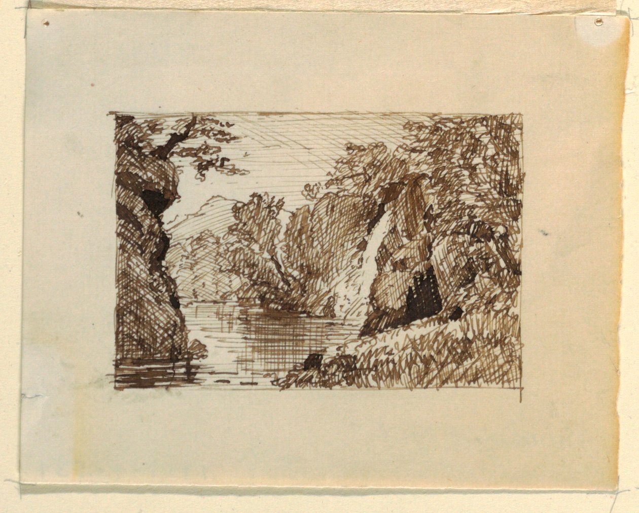 Dessin, paysage imaginaire avec, vers 1870-73 - Frederic Edwin Church