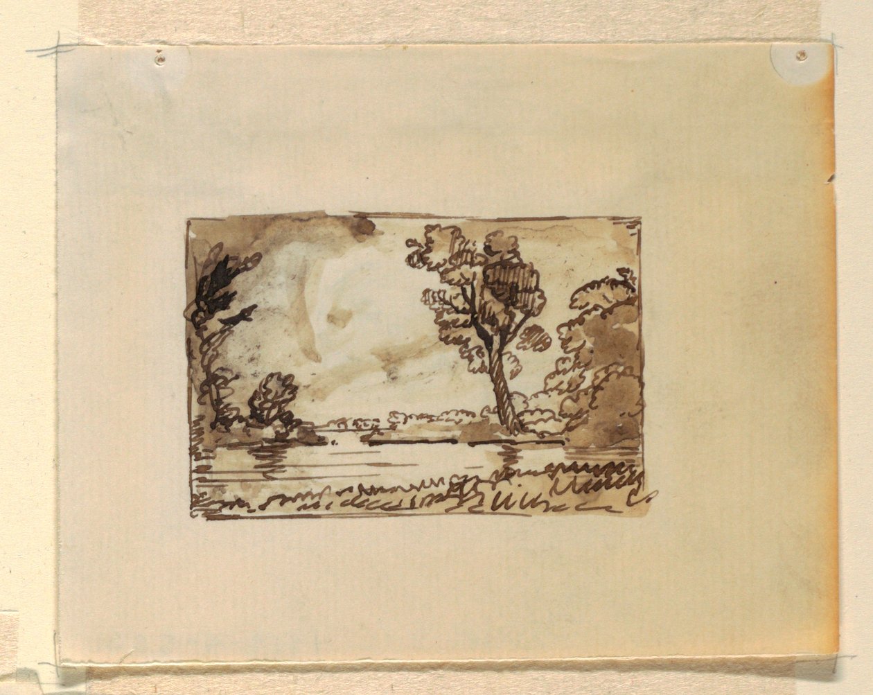 Dessin, paysage imaginaire avec, vers 1870-73 - Frederic Edwin Church