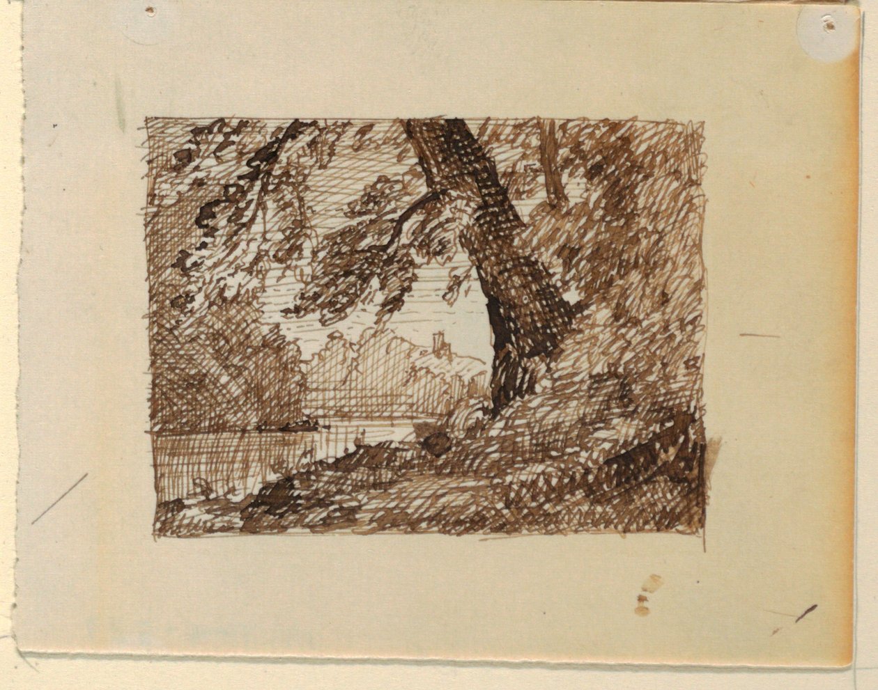 Dessin, paysage fluvial imaginaire, vers 1870-73 - Frederic Edwin Church