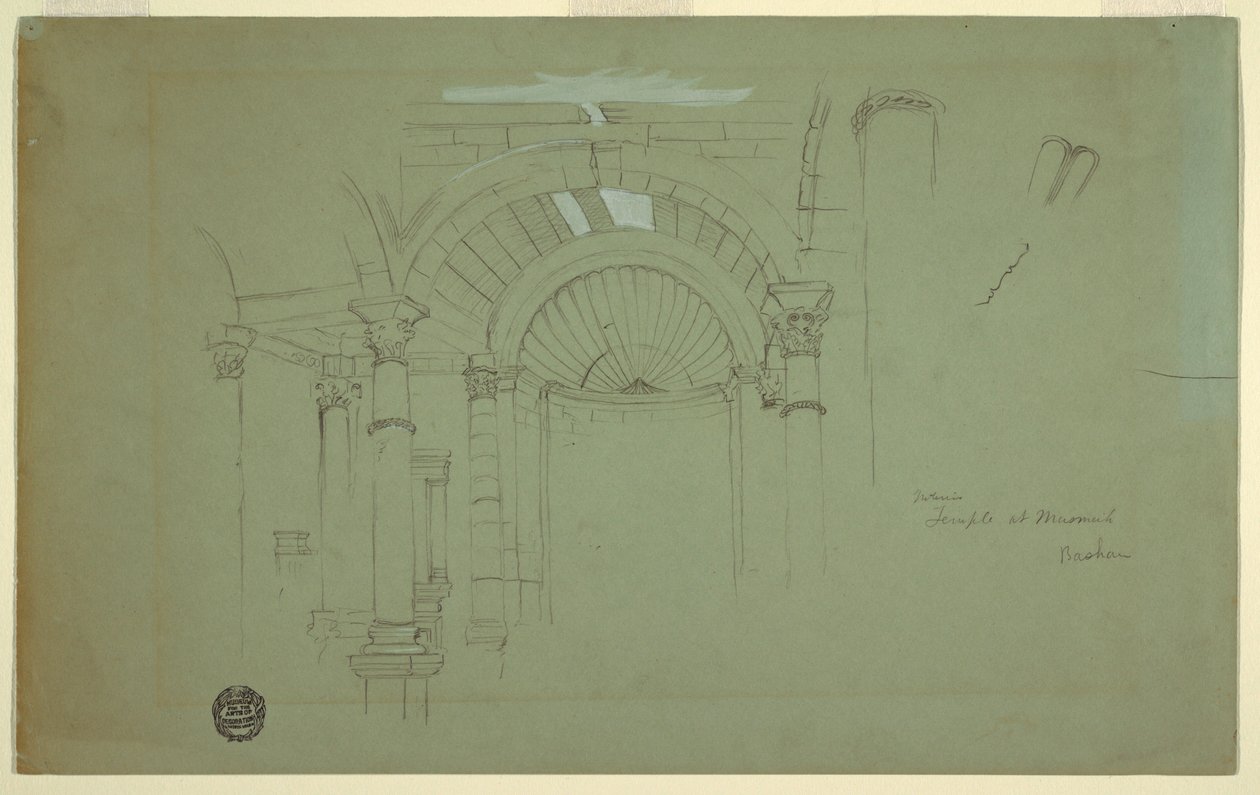 Dessin, intérieur du temple de Mismiyeh, Syrie, 28 avril 1868 - Frederic Edwin Church