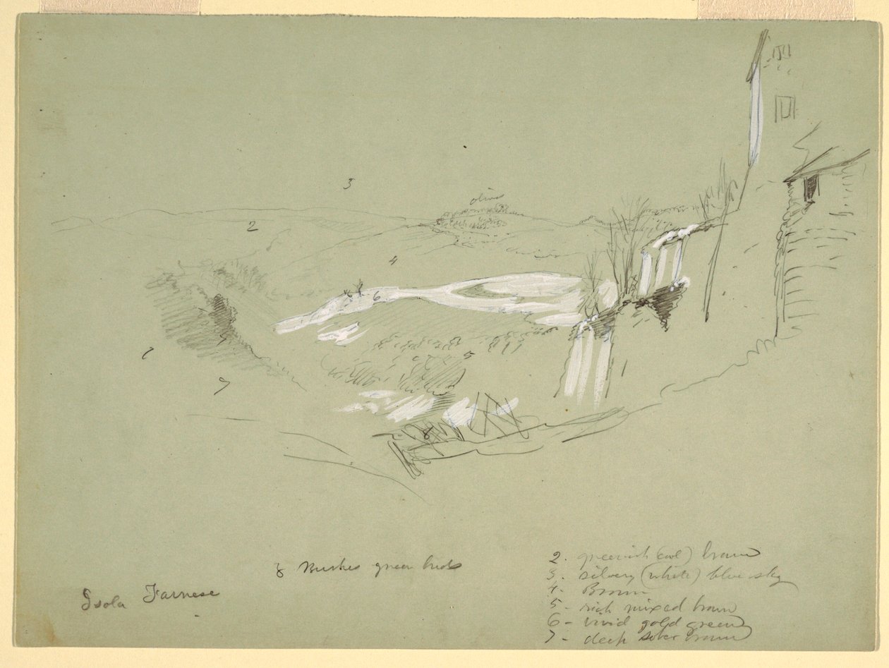Dessin, Isola Farnese dans la Campagne romaine, Italie, mai 1869 - Frederic Edwin Church