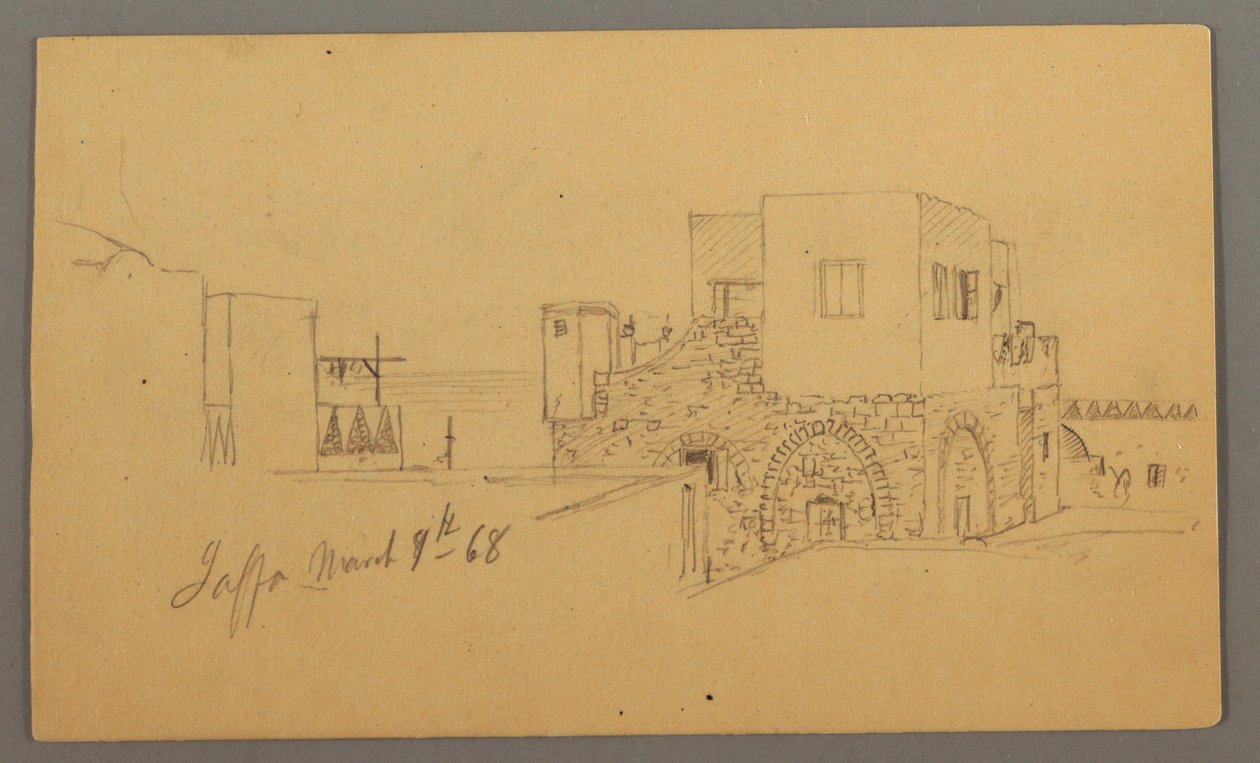 Dessin, coin de rue de Jaffa, Palestine [Tel Aviv, Israël], 9 mars 1868 - Frederic Edwin Church