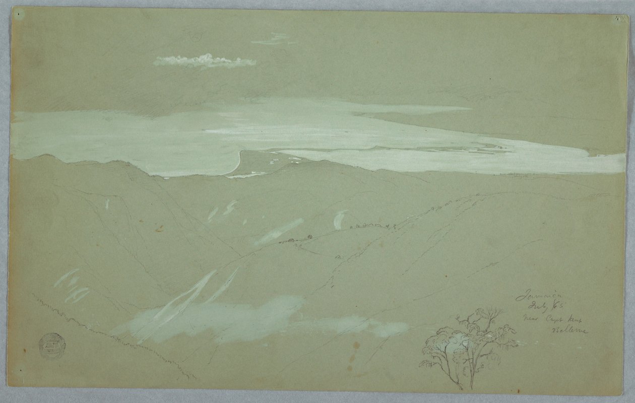 Dessin, côte jamaïcaine et ciel vus depuis le Capitaine Kent, Bellevue, Jamaïque, juillet 1865 - Frederic Edwin Church