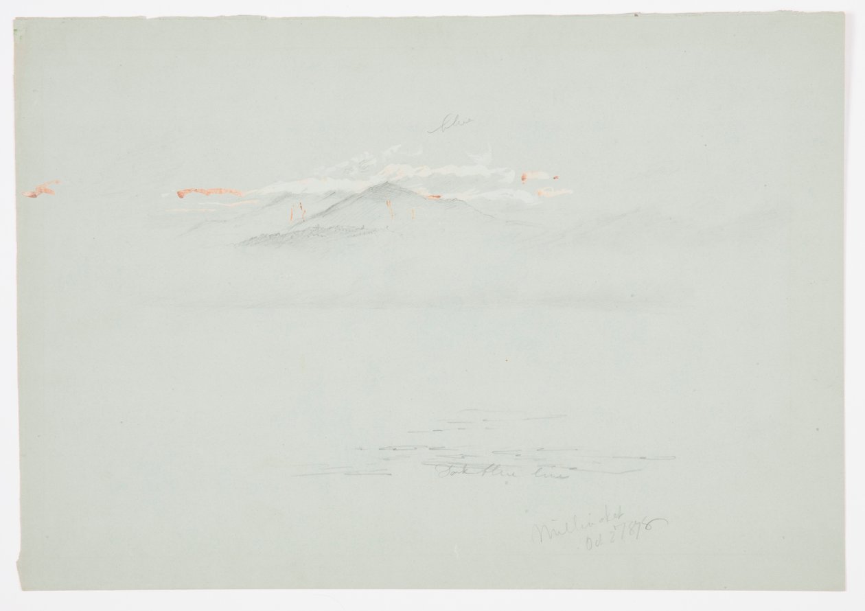 Dessin, lac Millinoket et mont Katahdin, 1878 - Frederic Edwin Church