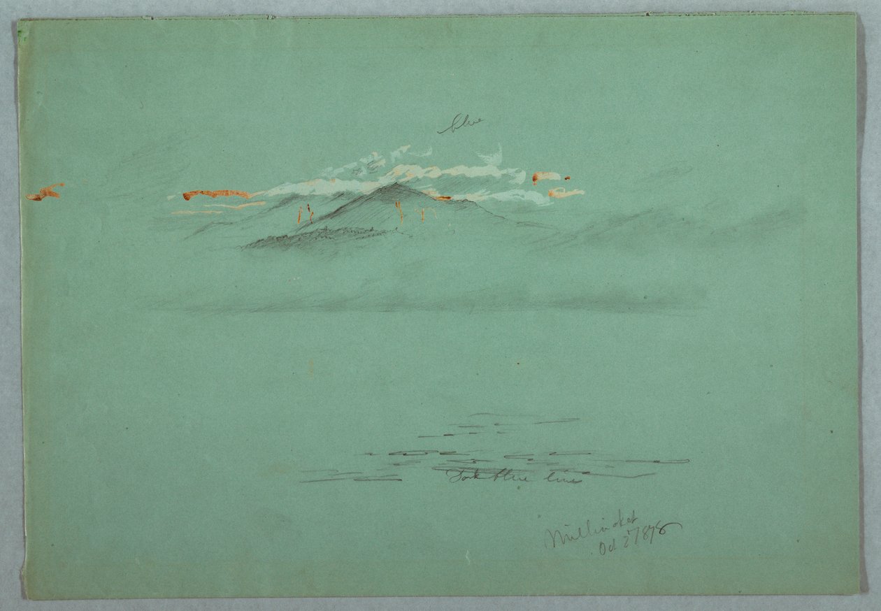 Dessin, lac Millinoket et mont Katahdin, 1878 - Frederic Edwin Church