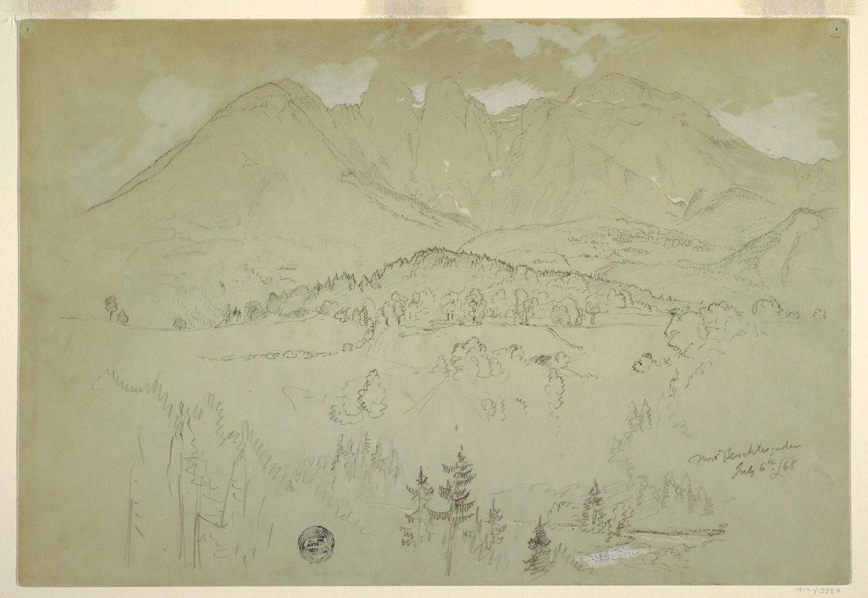 Dessin, paysage, Berchtesgaden, Bavière, 6 juillet 1868 - Frederic Edwin Church
