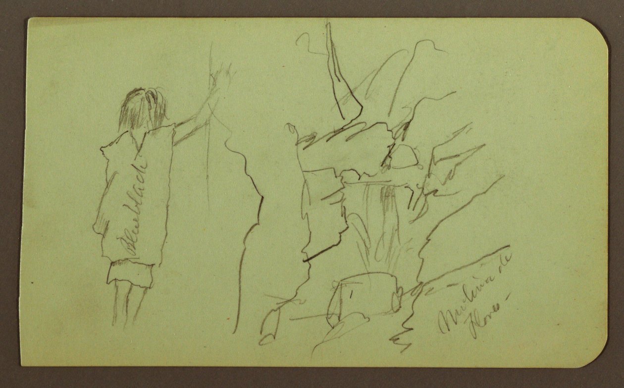 Dessin, paysage, figure ; verso : arbres, pont, plantes, 1883 - Frederic Edwin Church