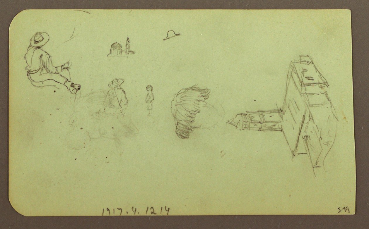 Dessin, paysage ; verso : figures, église, 1883 - Frederic Edwin Church
