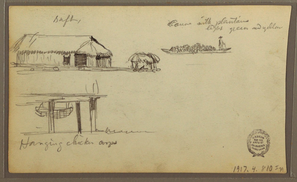 Dessin, paysage ; verso : maisons, canoë, 1857 - Frederic Edwin Church