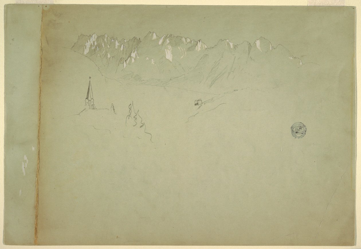 Dessin, Paysage des Alpes autrichiennes, 1868 - Frederic Edwin Church