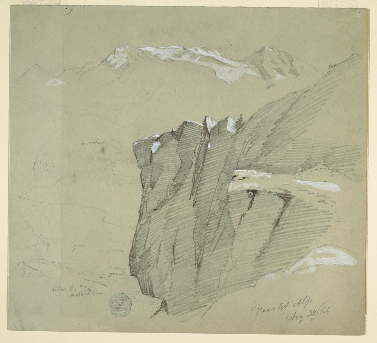 Dessin, Paysage dans les Alpes bernoises, 28 août 1868 - Frederic Edwin Church