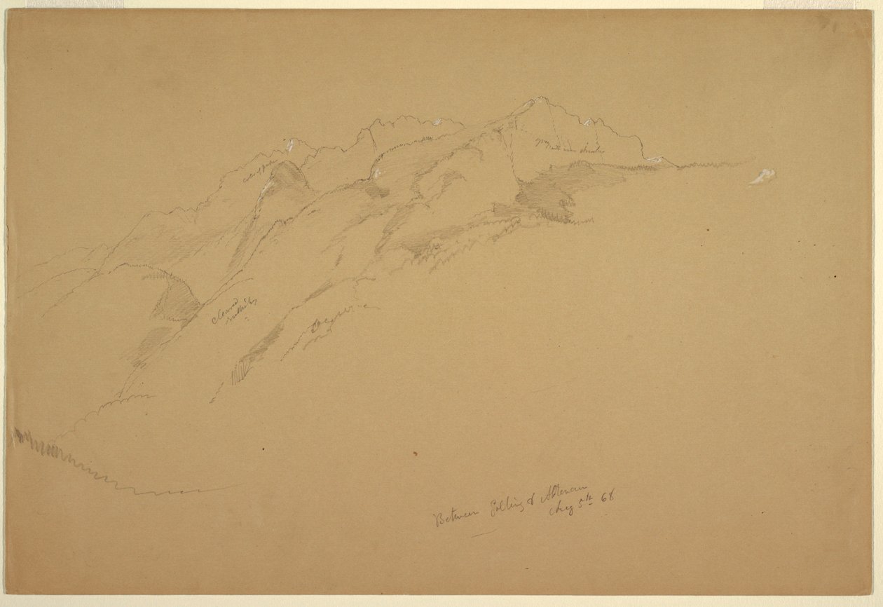 Dessin, Paysages entre Golling et Abtenau, 5 août 1868 - Frederic Edwin Church