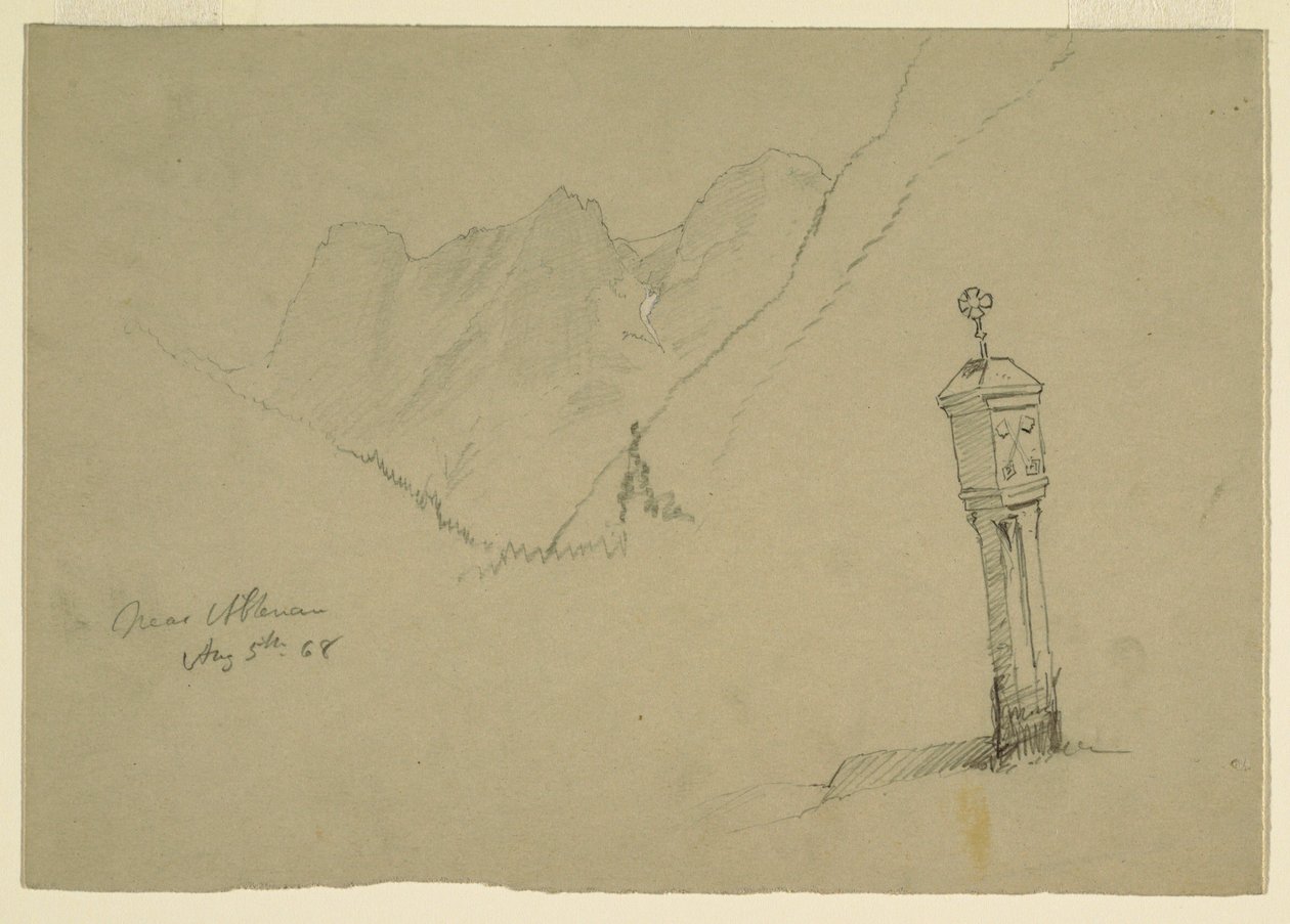 Dessin, Paysages entre Golling et Abtenau, 5 août 1868 - Frederic Edwin Church