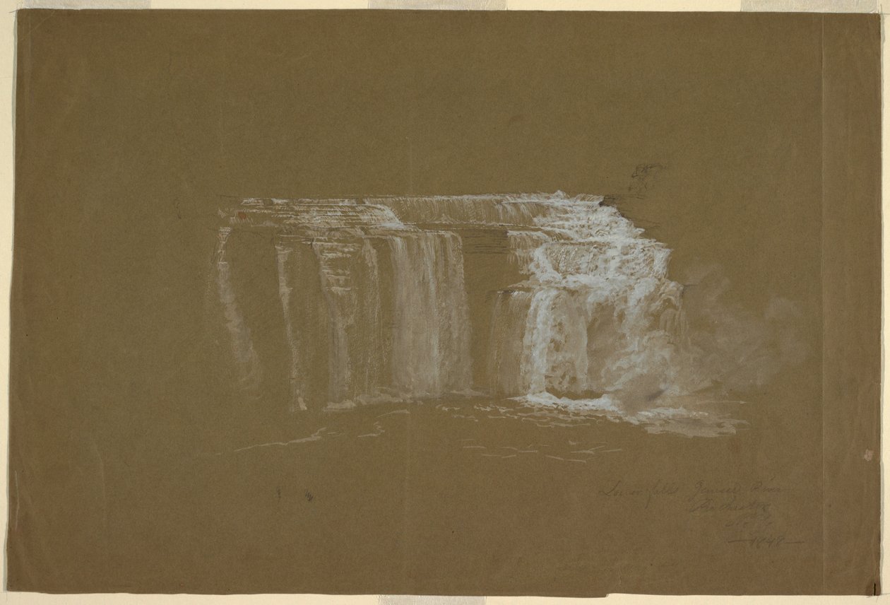 Dessin, chutes inférieures, rivière Genesee, Rochester, New York, 1848 - Frederic Edwin Church