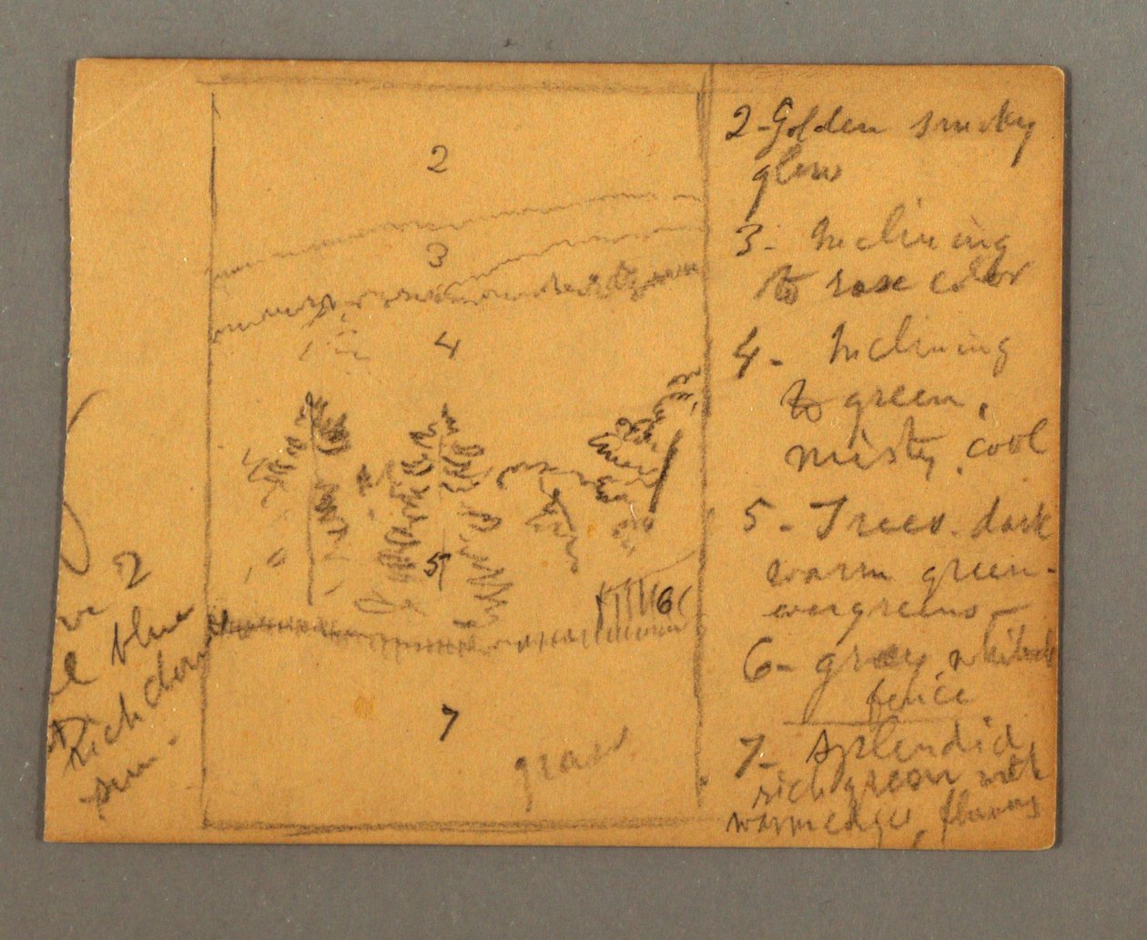 Dessin, prairie, notes, peut-être 1856 - Frederic Edwin Church