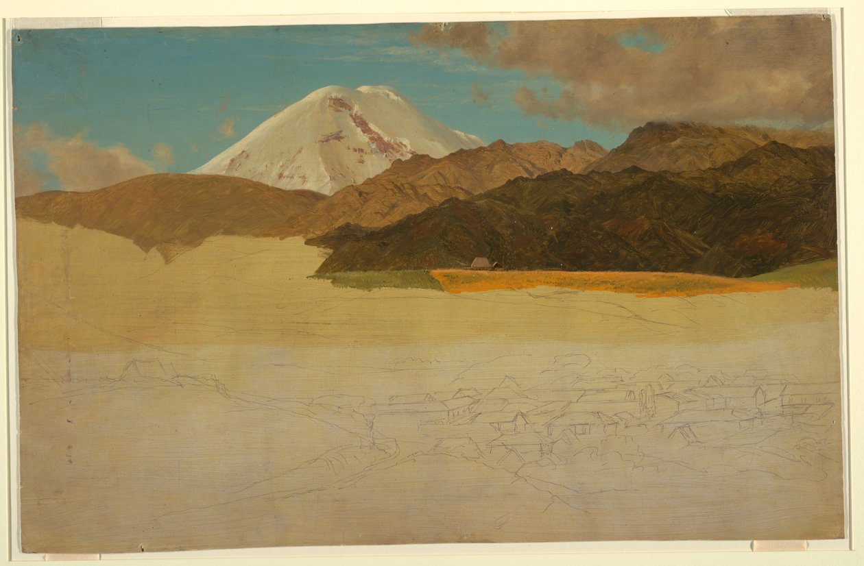Dessin, mont Chimborazo et Guaranda, Équateur, mai ou juin 1857 - Frederic Edwin Church