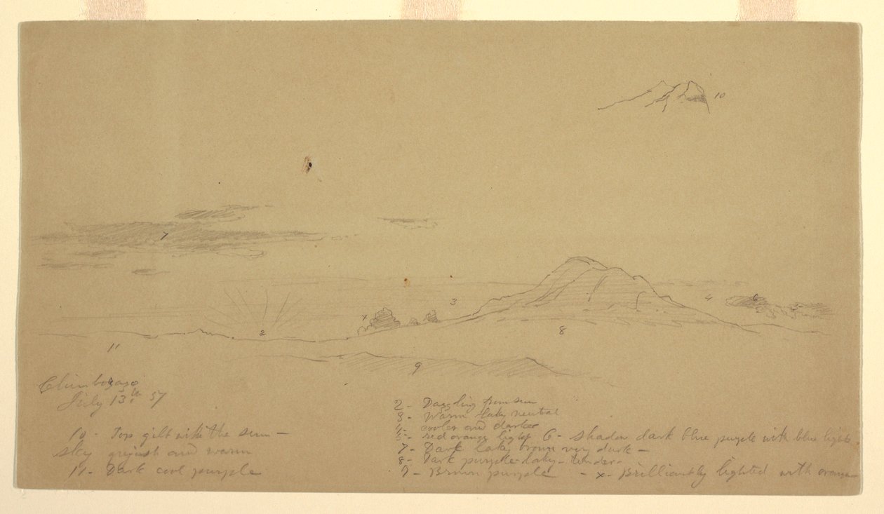 Dessin, Mont Chimborazo au coucher du soleil, 1857 - Frederic Edwin Church