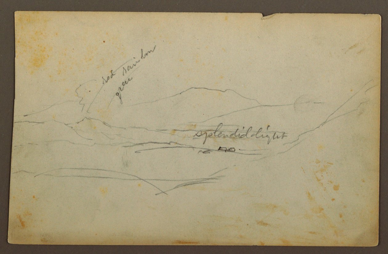 Dessin, paysage de montagne, Colombie ou Équateur, 1853 - Frederic Edwin Church