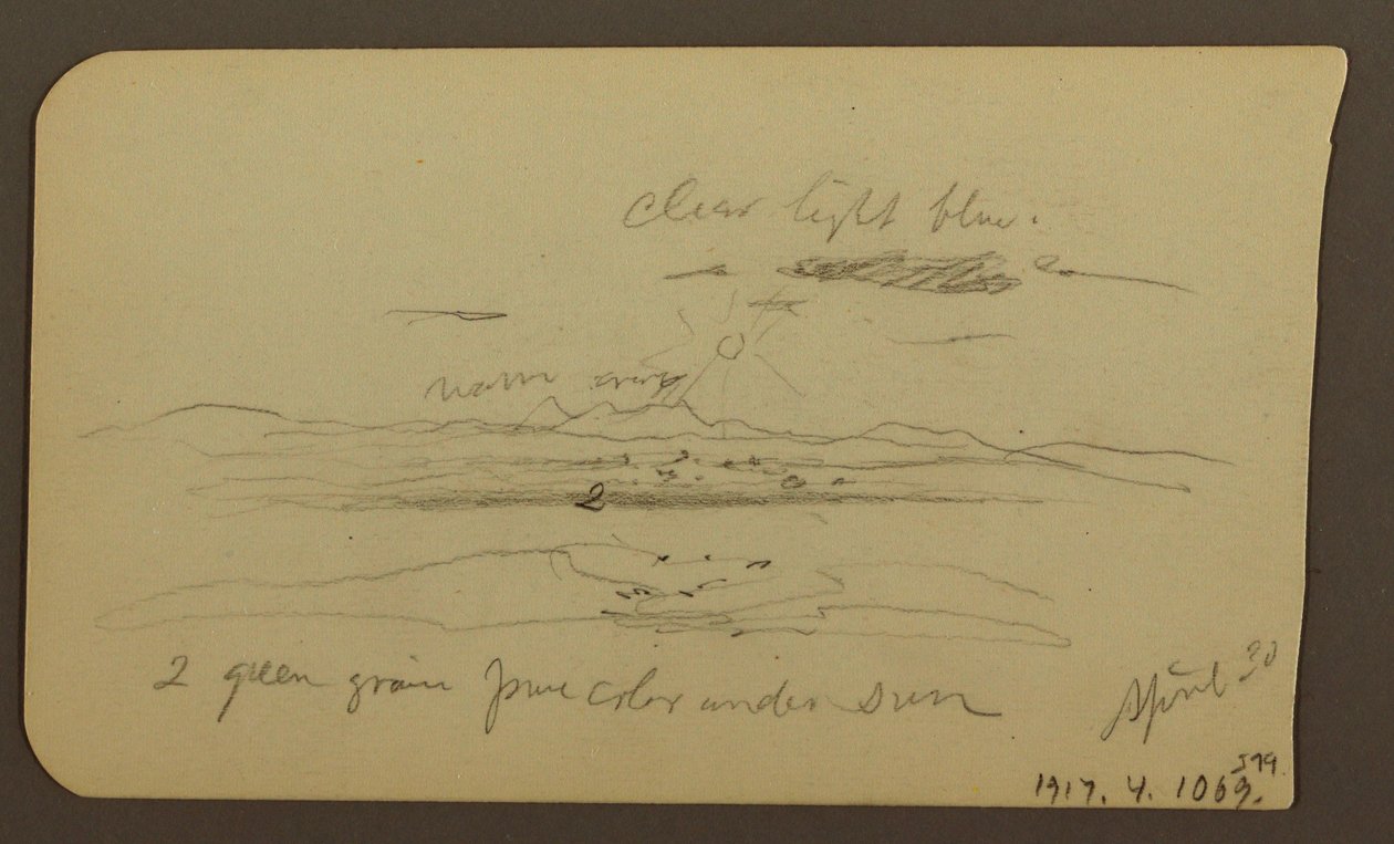 Dessin, paysage de montagne, figure ; verso : paysage, 30 avril 1885 - Frederic Edwin Church