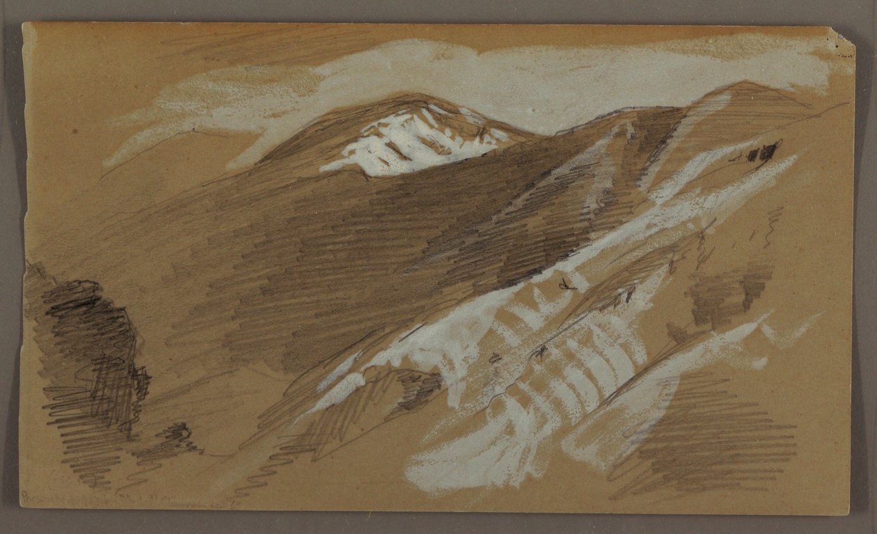 Dessin, paysage de montagne, Jamaïque, Antilles, août 1868 - Frederic Edwin Church