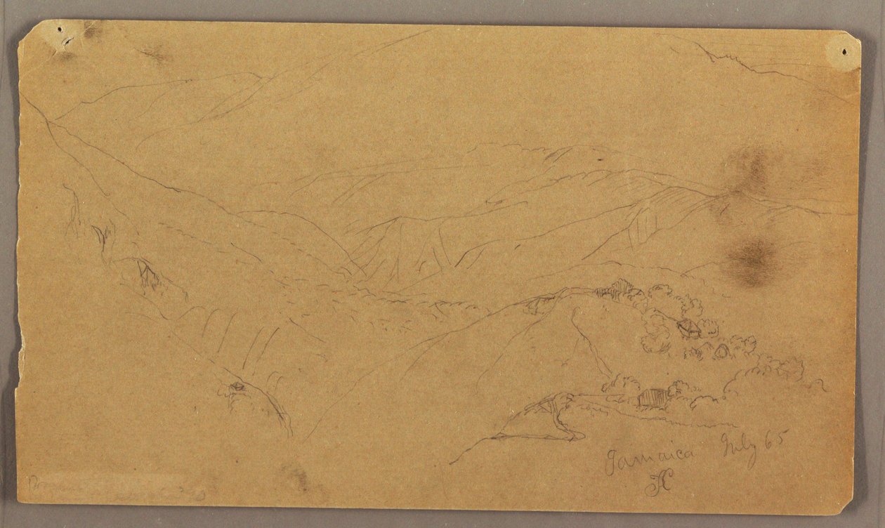 Dessin, paysage de montagne, Jamaïque, Antilles, juillet 1865 - Frederic Edwin Church
