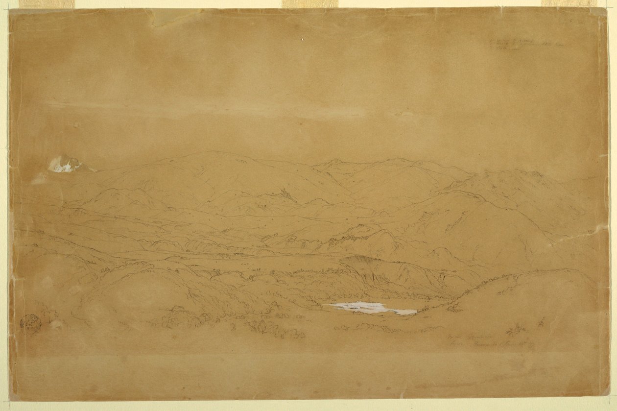 Dessin, paysage de montagne près de Guanojo et Guaranda, Équateur, 10 juin 1857 - Frederic Edwin Church
