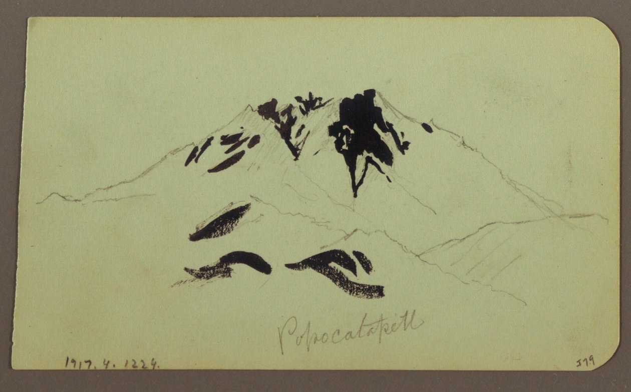 Dessin, paysage de montagne, Taluca, figure ; verso : Popocatapetl, 1883 - Frederic Edwin Church