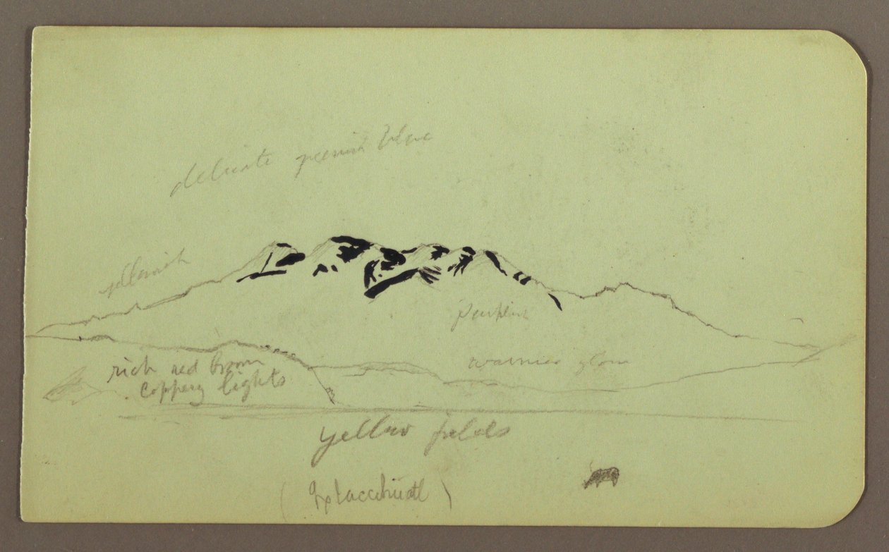 Dessin, paysage de montagne, "L