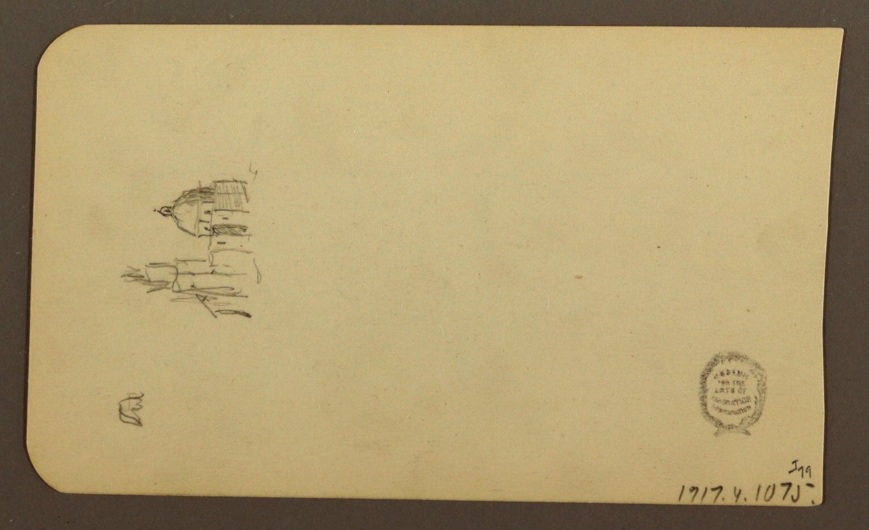 Dessin, paysage de montagne ; verso : église avec dôme, avril 1885 - Frederic Edwin Church