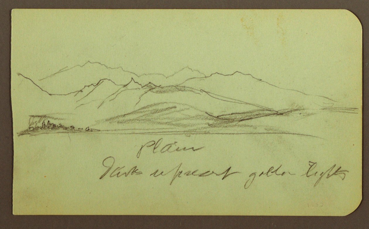 Dessin, paysage de montagne ; verso : paysage de montagne, figure, 1883 - Frederic Edwin Church