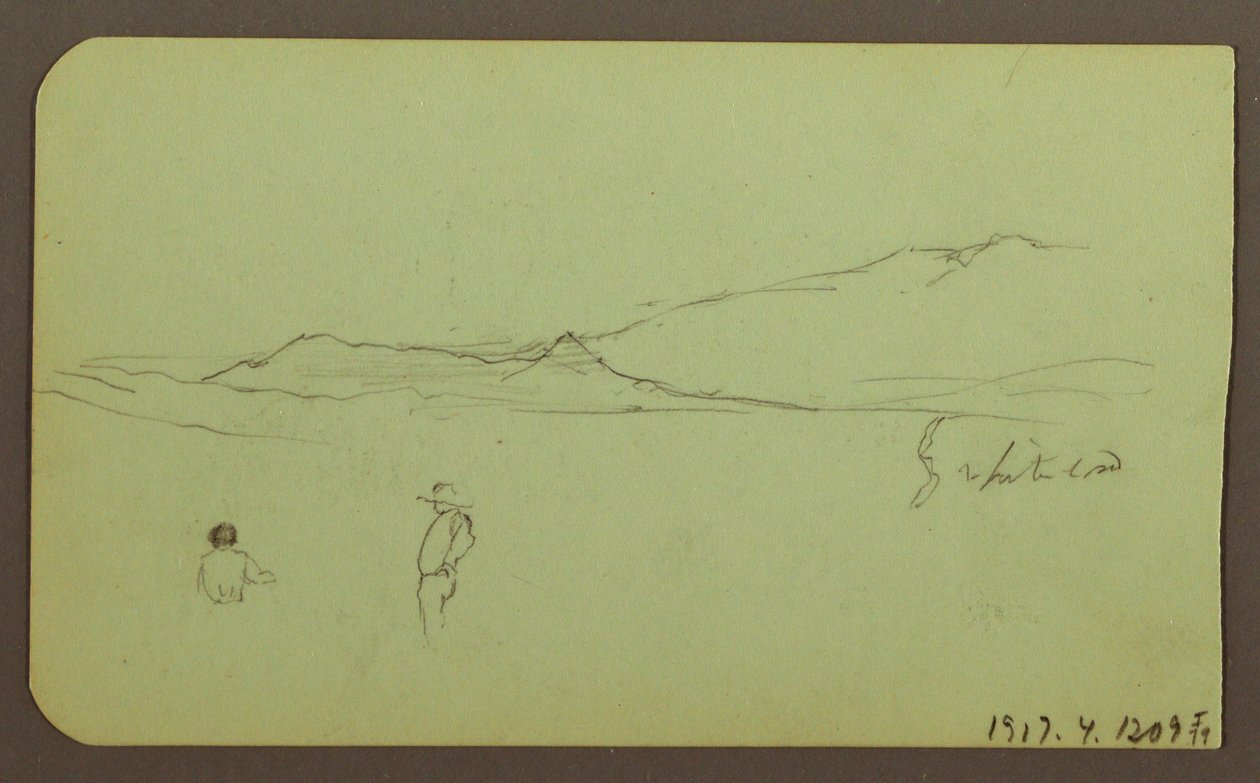 Dessin, paysage de montagne ; verso : paysage de montagne, figure, 1883 - Frederic Edwin Church