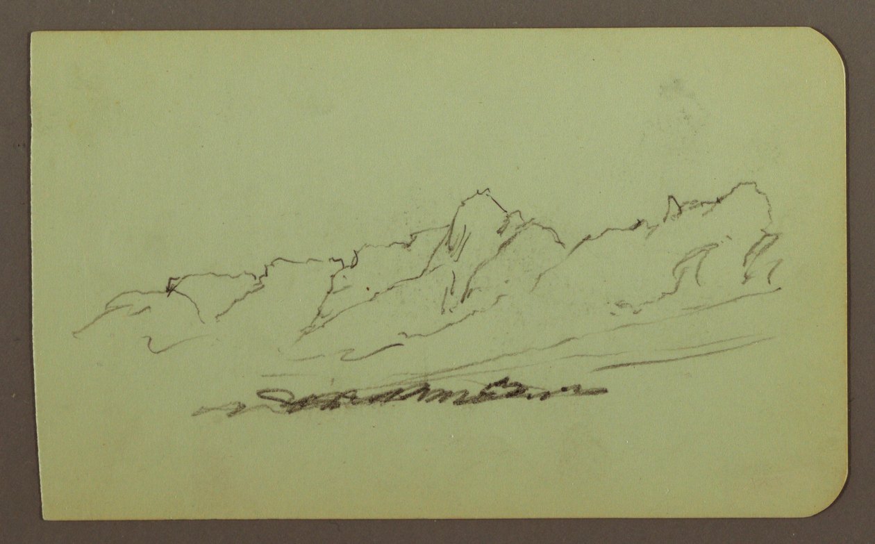 Dessin, paysage de montagne ; verso : chaîne de montagnes, figure, 1883 - Frederic Edwin Church