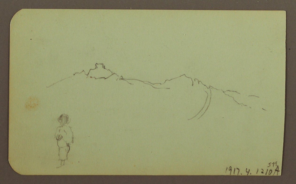 Dessin, paysage de montagne ; verso : chaîne de montagnes, figure, 1883 - Frederic Edwin Church