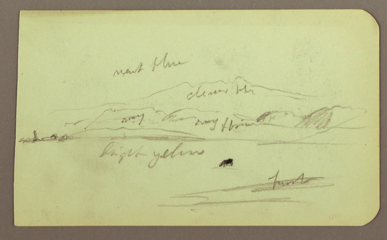 Dessin, paysage de montagne ; verso : personnage assis, montagne, 1883 - Frederic Edwin Church
