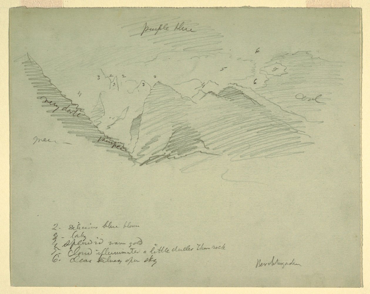 Dessin, sommets montagneux près de Berchtesgaden, Bavière, juin-juillet 1868 - Frederic Edwin Church