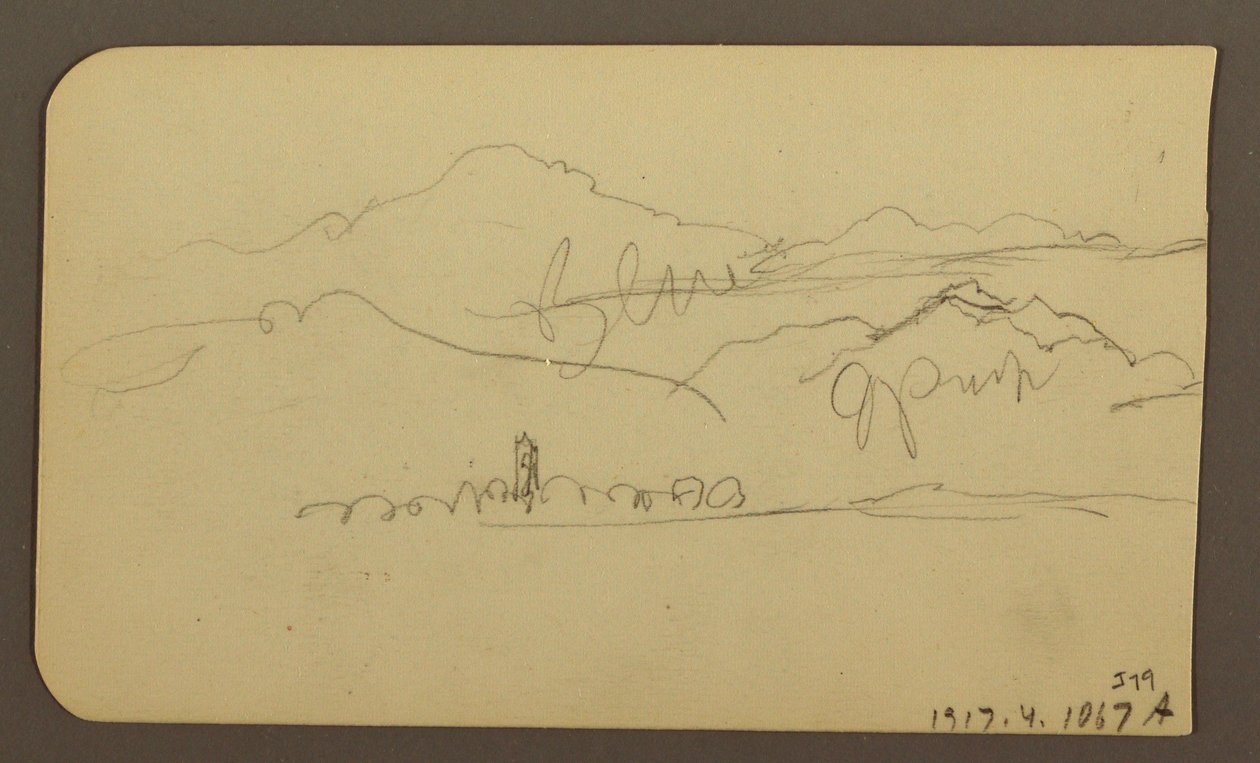 Dessin, chaîne de montagnes, Toluca ; verso : clocher, chaîne de montagnes, Toluca, 7 janvier 1885 - Frederic Edwin Church