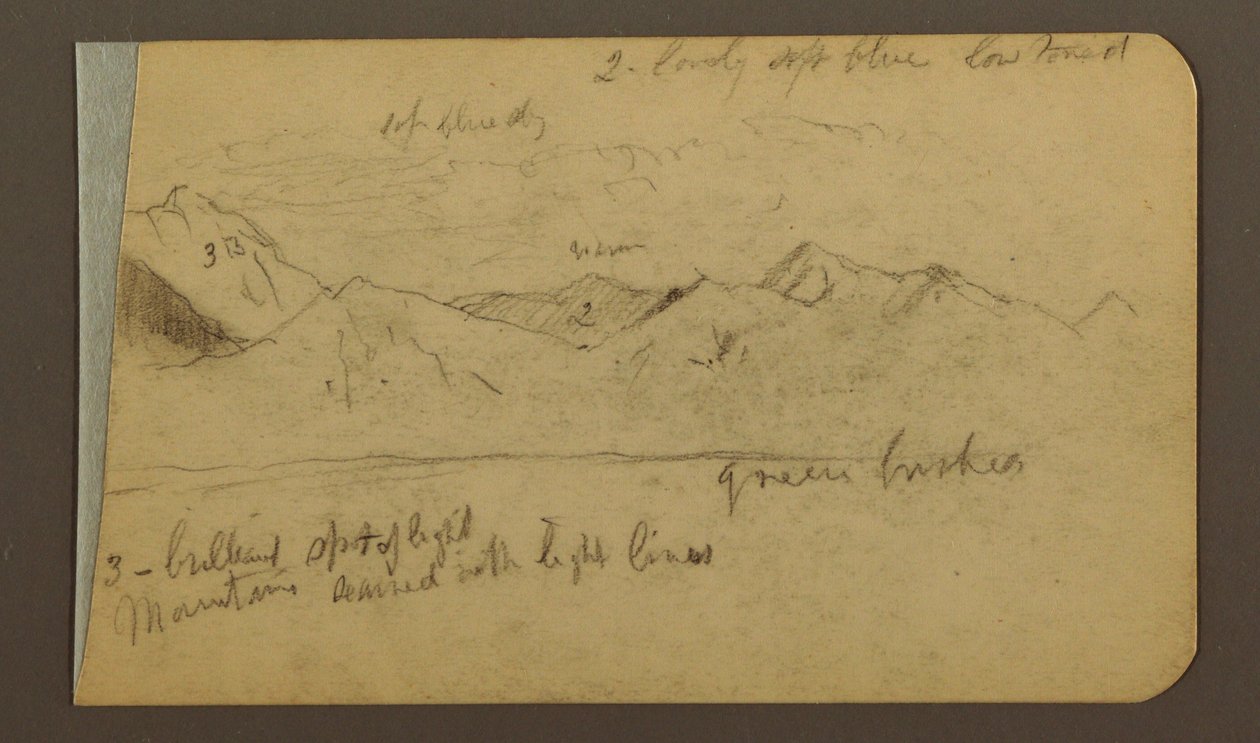 Dessin, chaîne de montagnes ; verso : montagnes, ciel nuageux, 1889 - Frederic Edwin Church