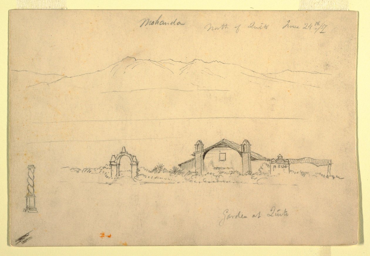 Dessin, chaîne de montagnes avec le Mohanda, au nord de Quito ( ), 24 juin 1857 - Frederic Edwin Church