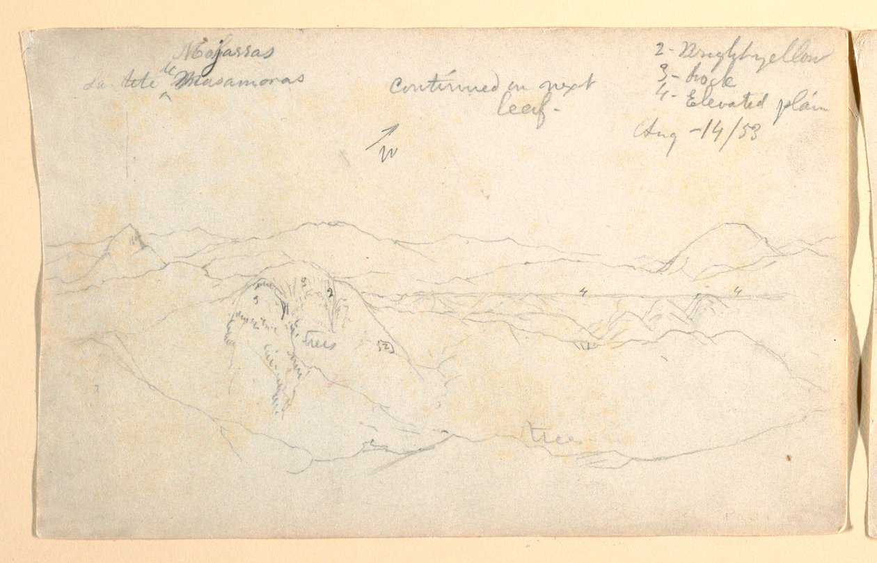 Dessin, paysage de montagne, Colombie, 14 août 1853 - Frederic Edwin Church