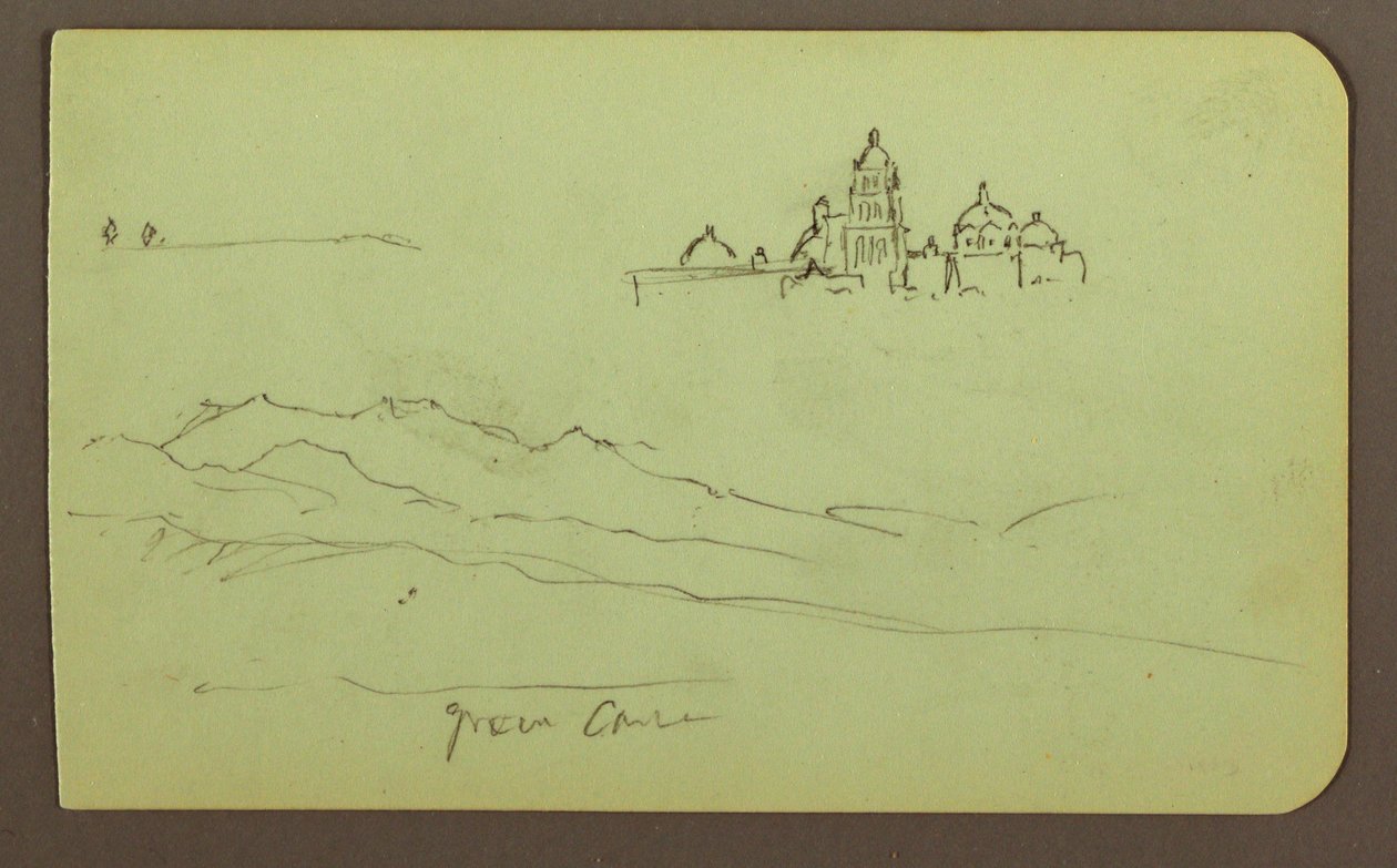 Dessin, montagnes, église ; verso : figures, église, 1883 - Frederic Edwin Church