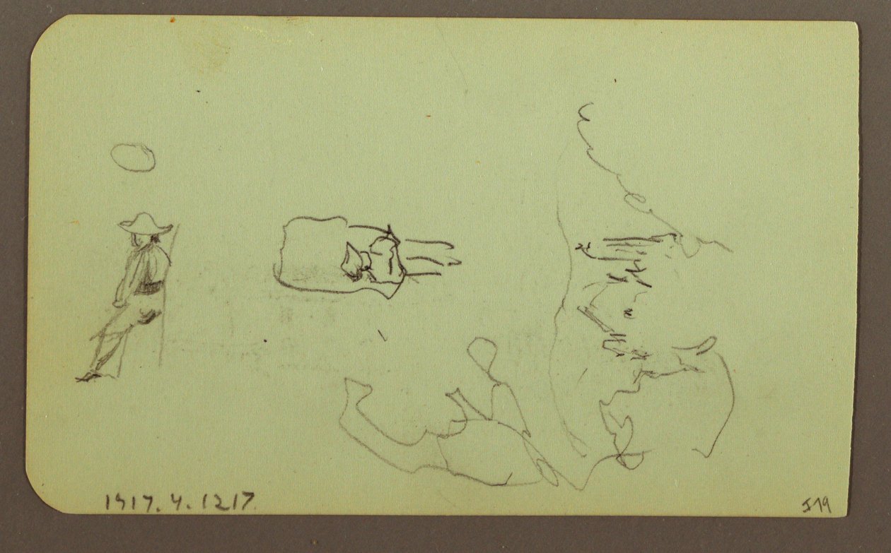 Dessin, montagnes, église ; verso : figures, église, 1883 - Frederic Edwin Church