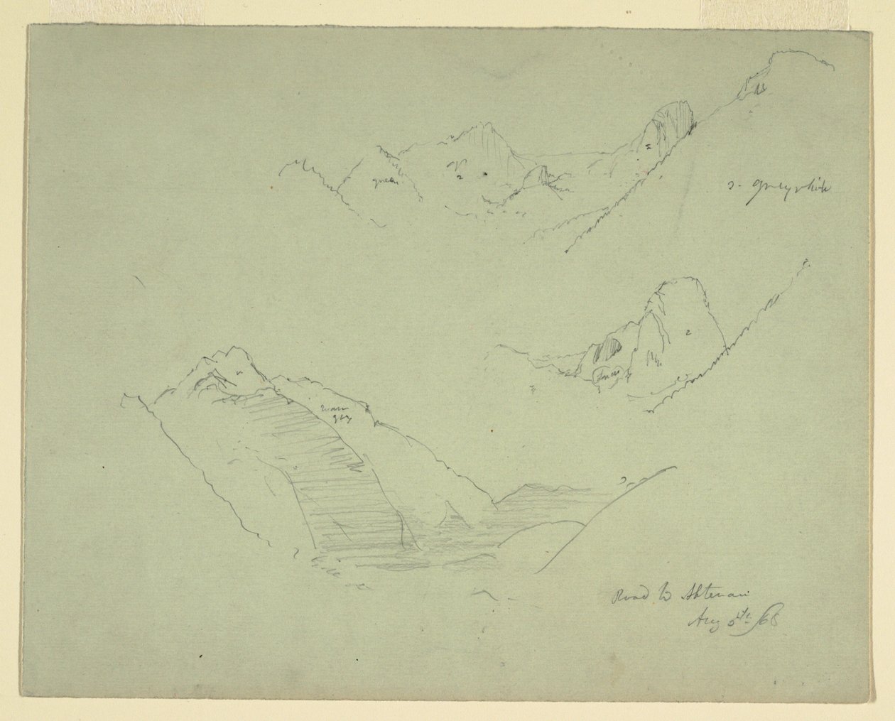 Dessin, montagnes près d