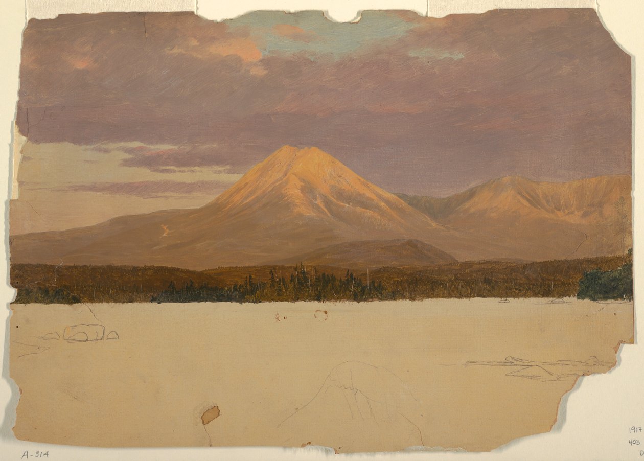 Dessin, le mont Katahdin depuis le lac Katahdin, 1878 - Frederic Edwin Church