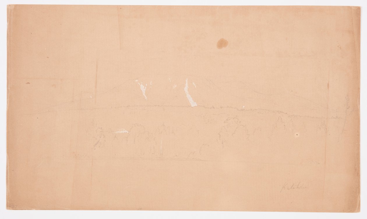 Dessin, mont Katahdin, depuis le lac Katahdin, Maine, 1852 - Frederic Edwin Church