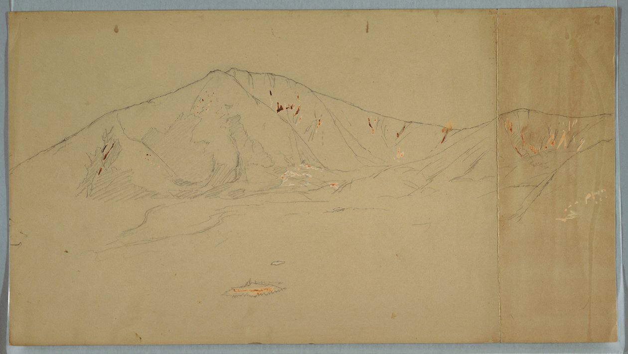 Dessin, mont Katahdin vu du sud-est ; verso : mont Katadhin, 1876-78 - Frederic Edwin Church