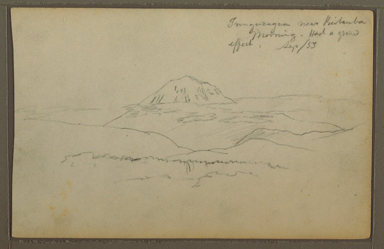 Dessin, mont Tunguragua, Riobamba, Équateur, septembre 1853 - Frederic Edwin Church
