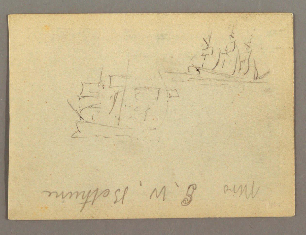 Dessin, nom écrit, voiliers, peut-être 1868 - Frederic Edwin Church