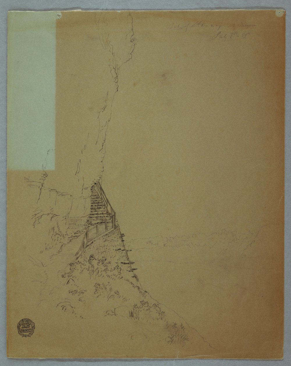 Dessin, chutes du Niagara : "Un bout d