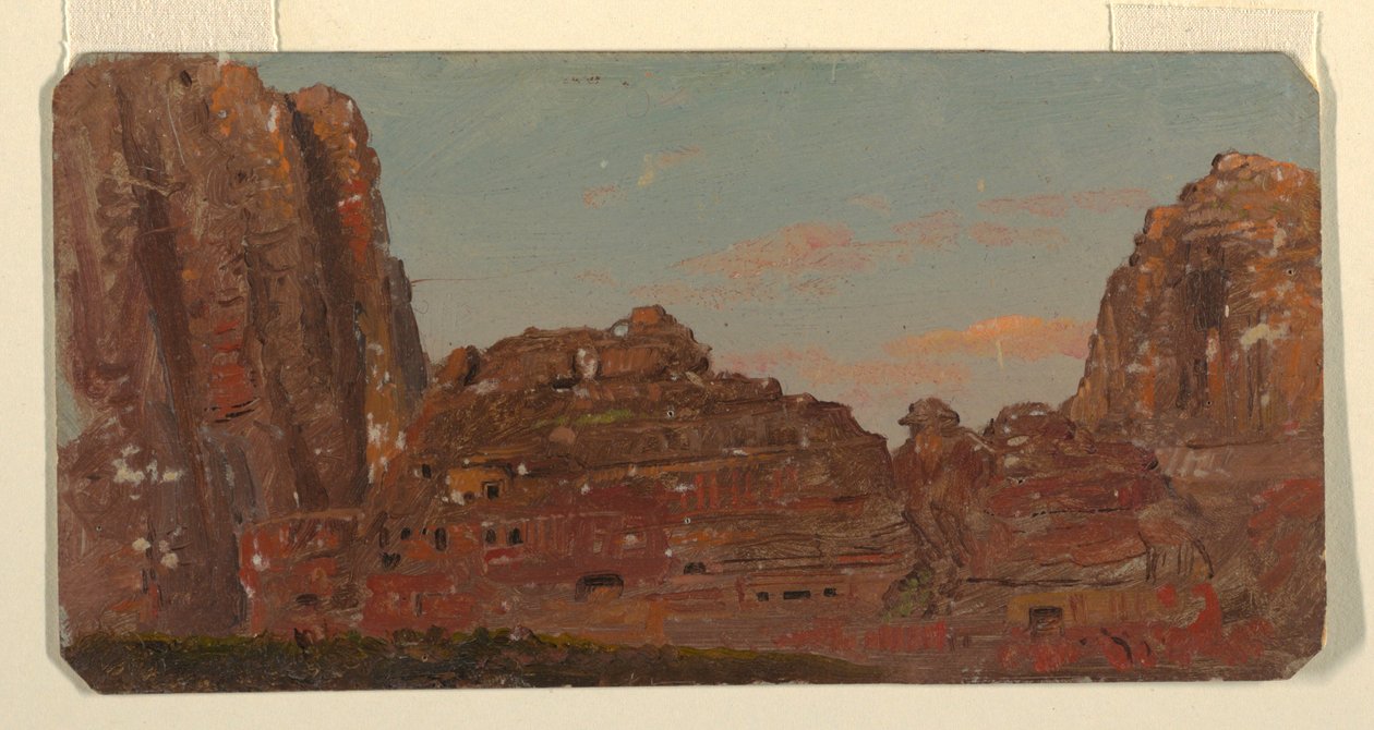 Dessin, Petra, chambres rupestres de Khirbet en-Nasara, février 1868 - Frederic Edwin Church