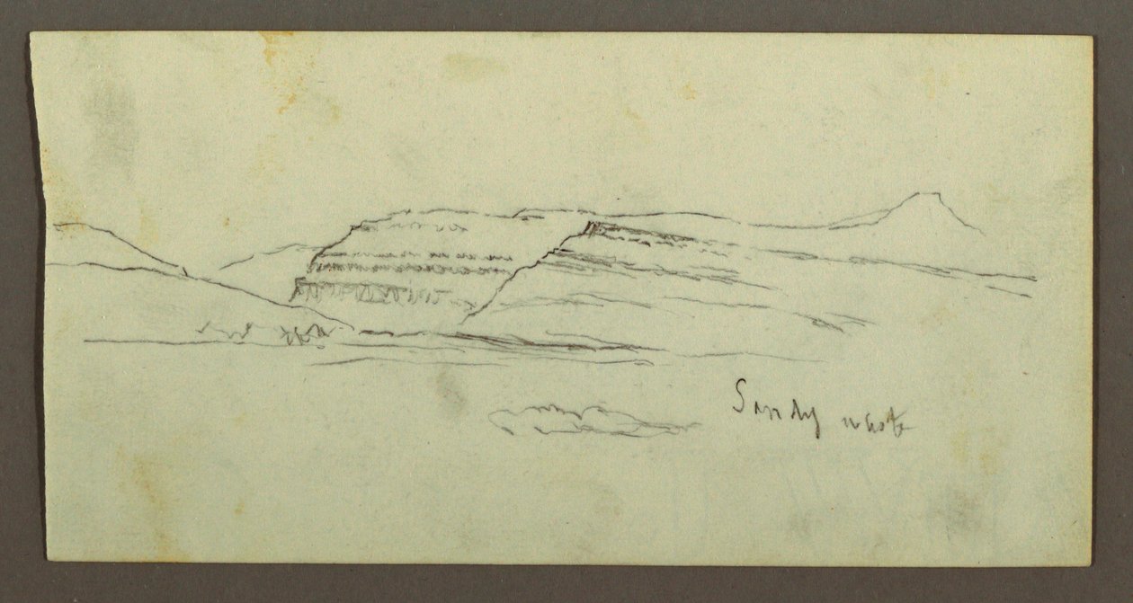 Dessin, plaine et chaîne de montagnes, peut-être 1868 - Frederic Edwin Church
